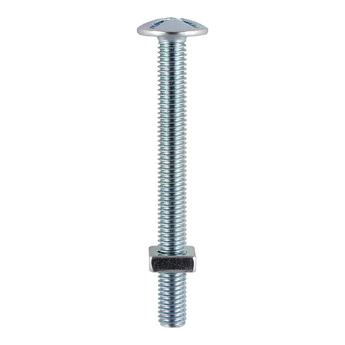 Roofing Bolts with Square Nuts - Zinc M6 x 50 Box 100