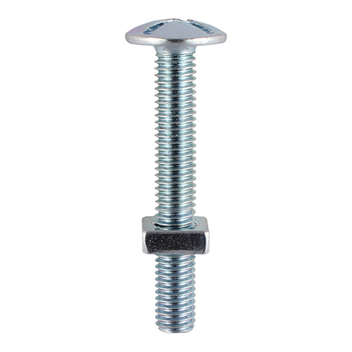 Roofing Bolts with Square Nuts - Zinc M8 x 50 Box 100
