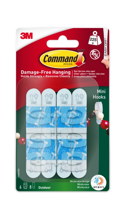 Commandâ„¢ Outdoor Mini Hooks 6 Hooks & 8 Small Outdoor Strips product image