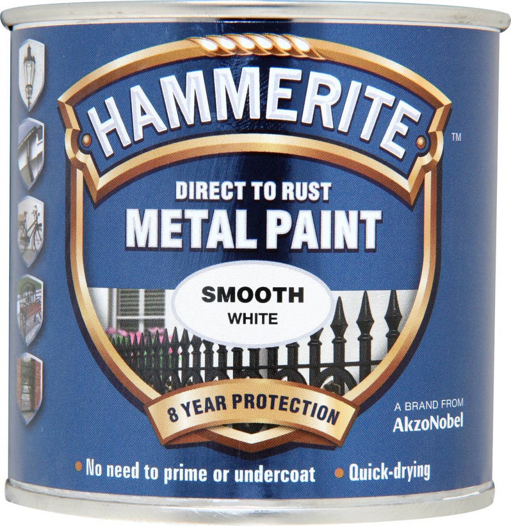 Hammerite Direct to Rust Metal Paint White Smooth 250ml