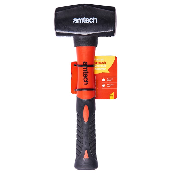 Amtech 70oz (2kg) Club Hammer with Fibreglass Shaft