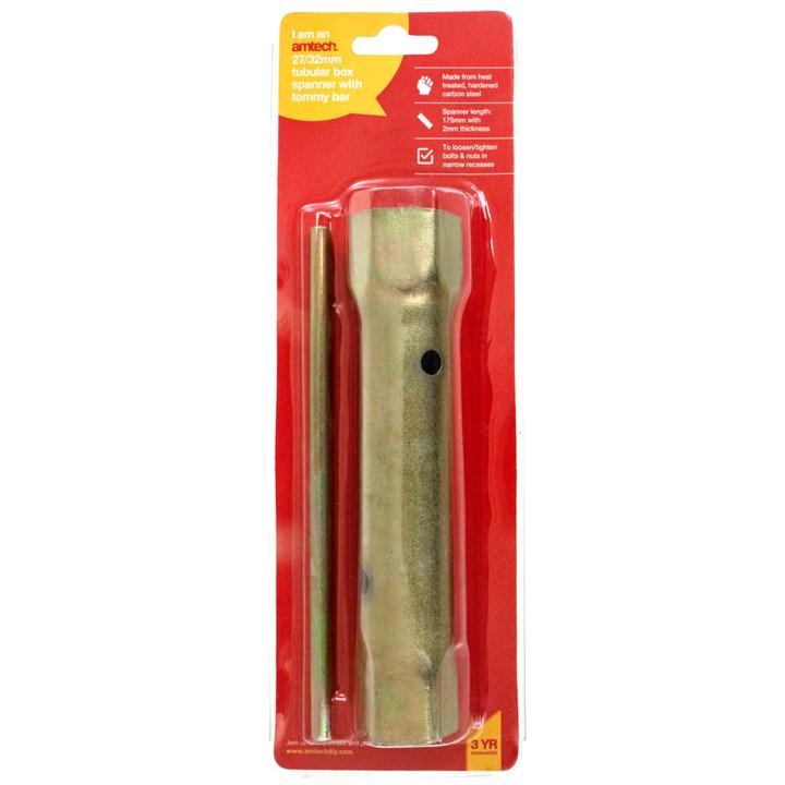 Amtech Tubular Box Spanner with Tommy Bar