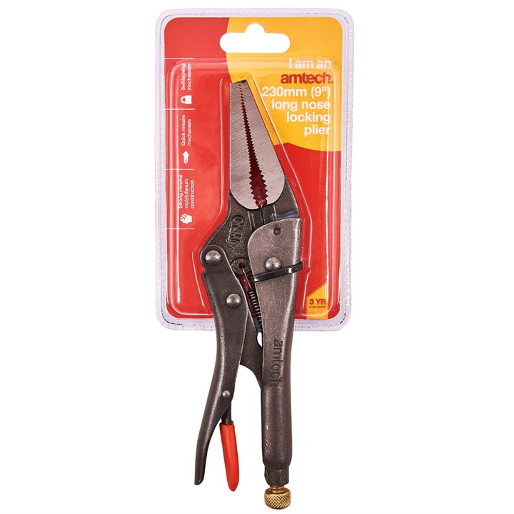 Amtech 230mm (9") Long Nose Locking Pliers