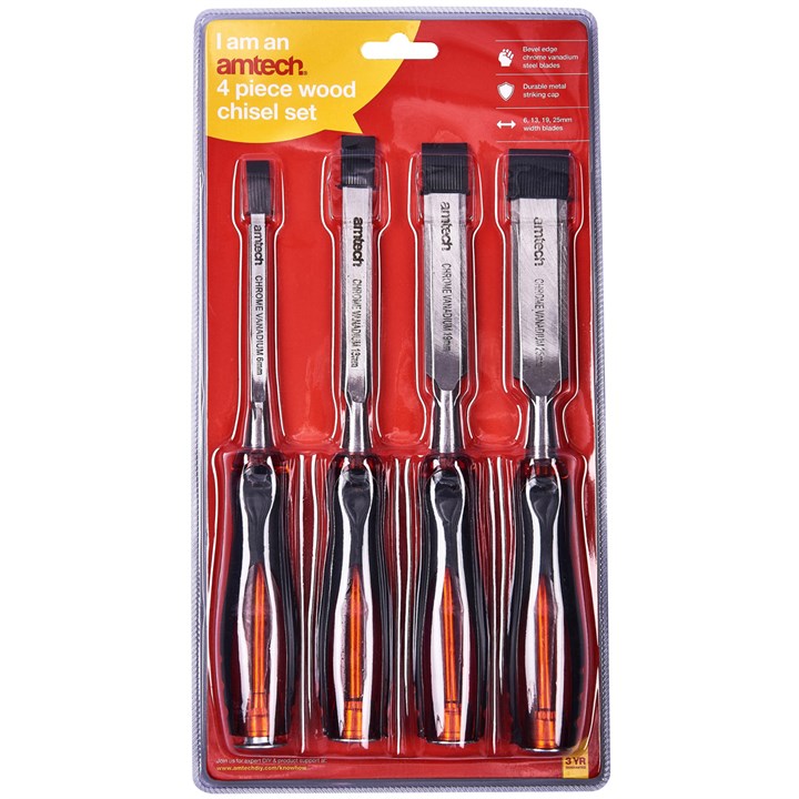 Amtech 4 Piece Go Thru Wood Chisel Set
