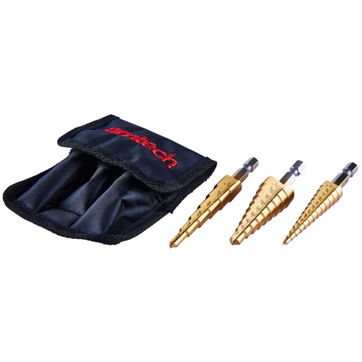 Amtech 3 Piece High Speed Steel Step Drill Set