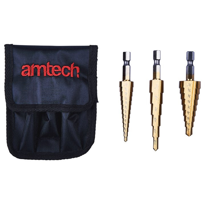 Amtech 3 Piece High Speed Steel Step Drill Set