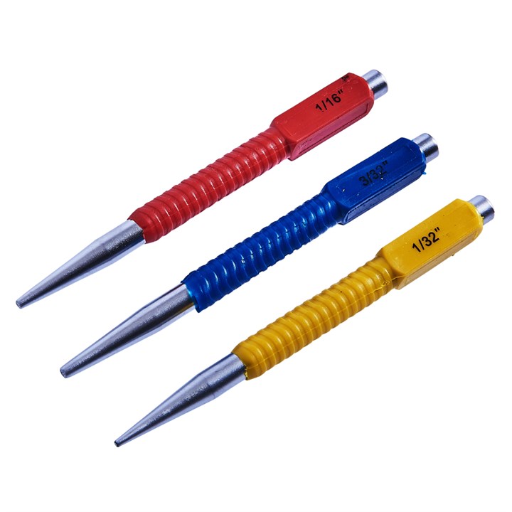 Amtech 3 Piece Colour Coded Nail Punch Set