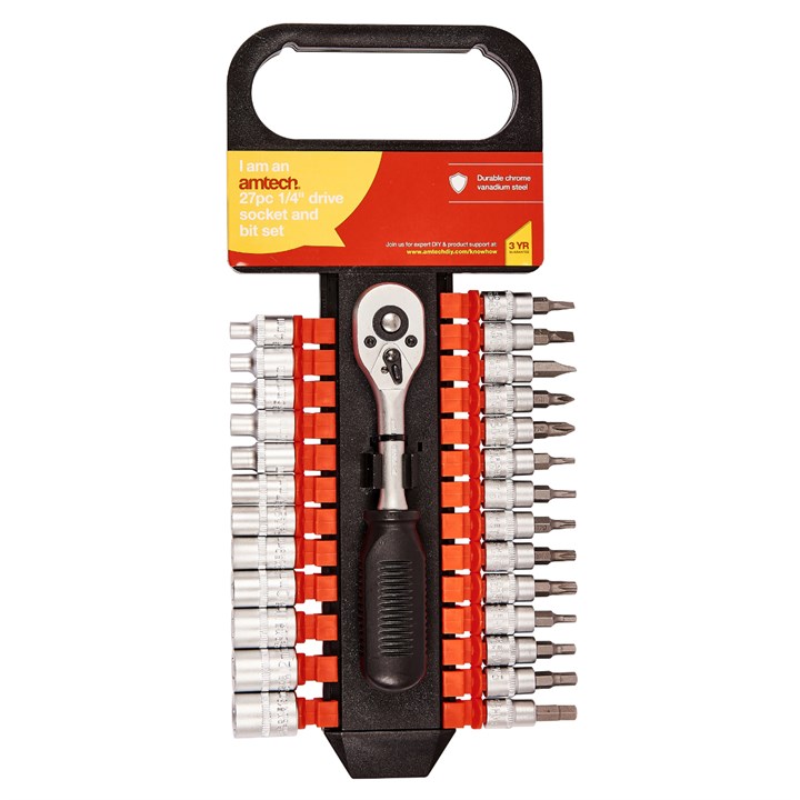 Amtech 27 Piece 1/4" Drive Socket and Bit Set