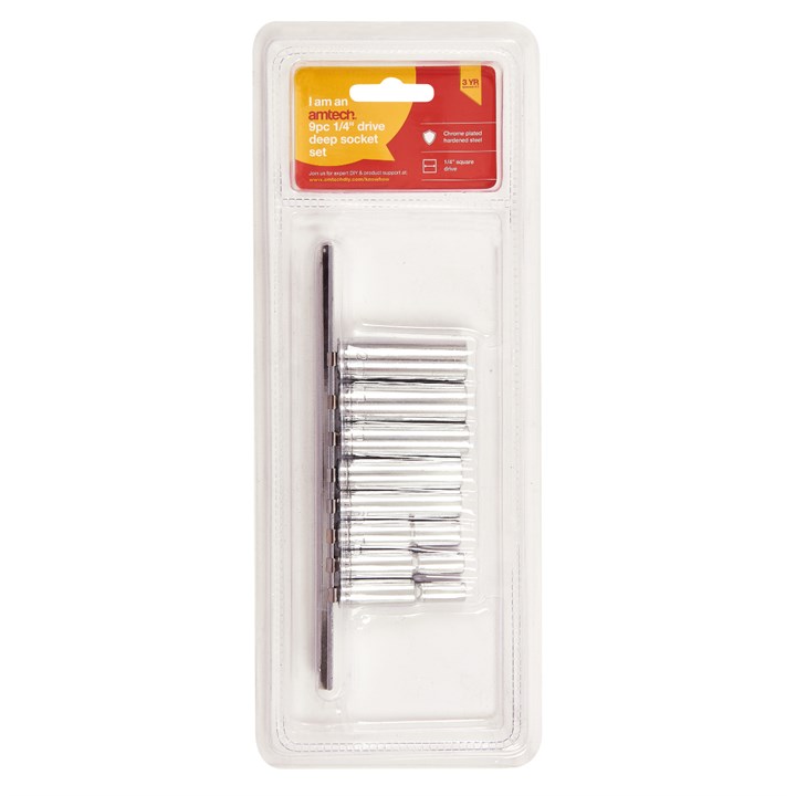 Amtech 8 Piece 1/4 Inch Drive Metric Deep Socket Set