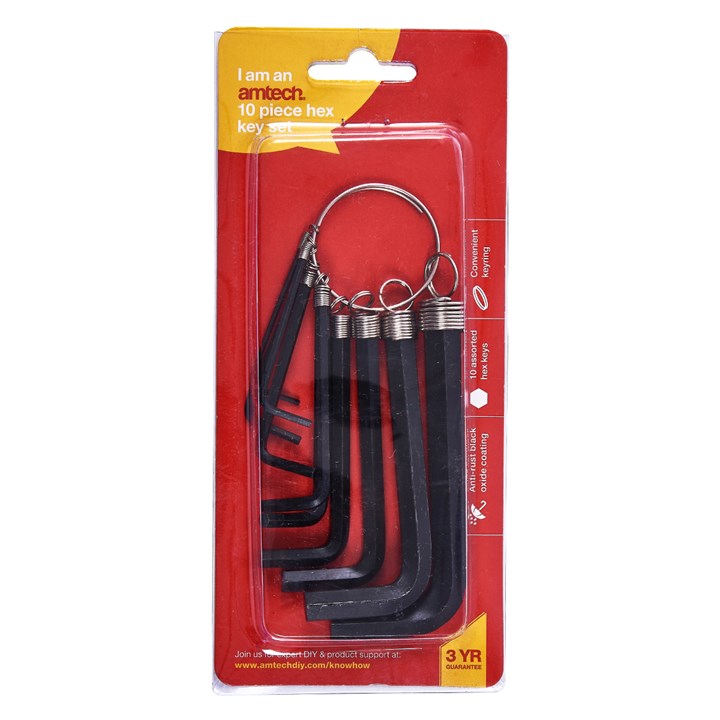 Amtech 10 Piece Hex Key Set and Keyring