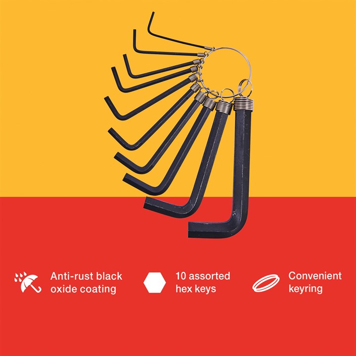 Amtech 10 Piece Hex Key Set and Keyring