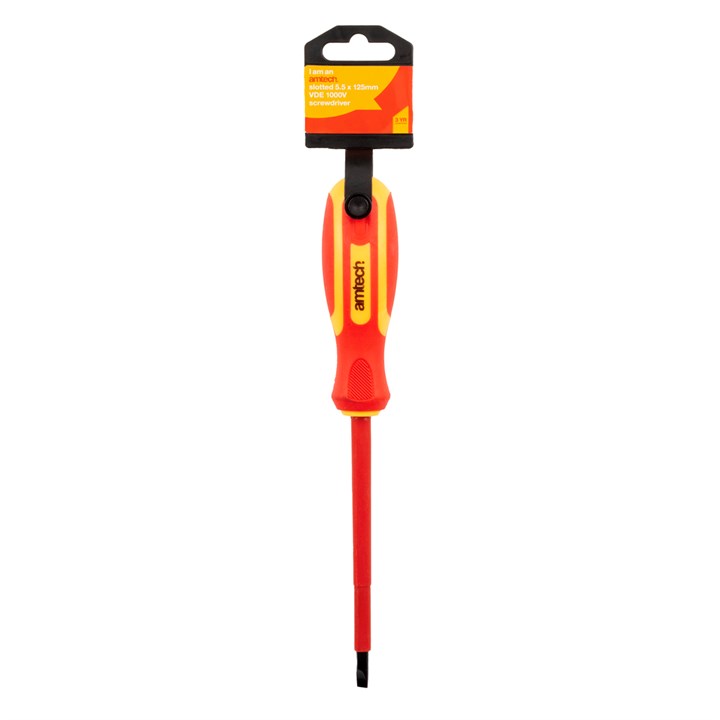 Amtech Slotted Tip 5.5 X 125mm VDE 1000v Electrical Screwdriver – EN IEC 60900 – 1000v Rated