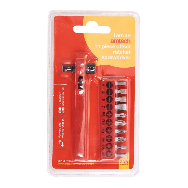 Amtech 11 Piece Offset Ratchet Screwdriver Set