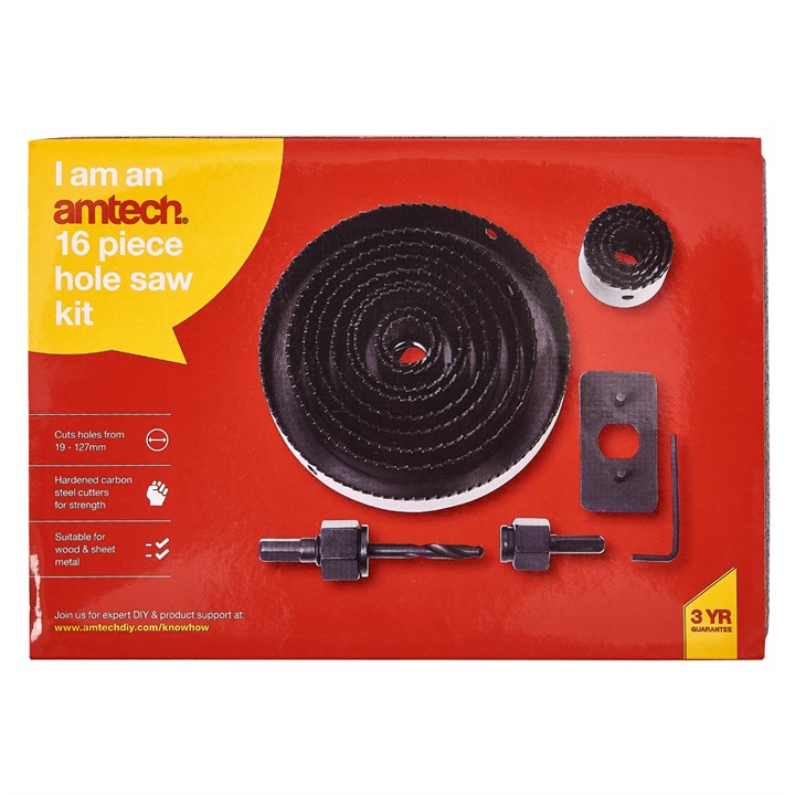 Amtech 16 Piece Circular Hole Saw Kit