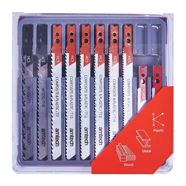 Amtech 10 Piece Mixed Jigsaw Blades with Clamp Fitting