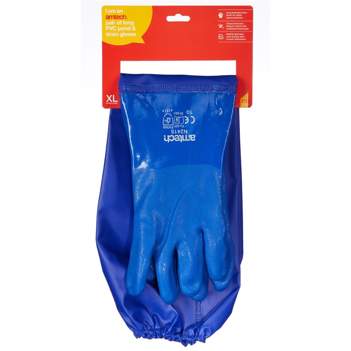 Amtech XL (Size 10) Long Pvc Pond and Drain Gloves