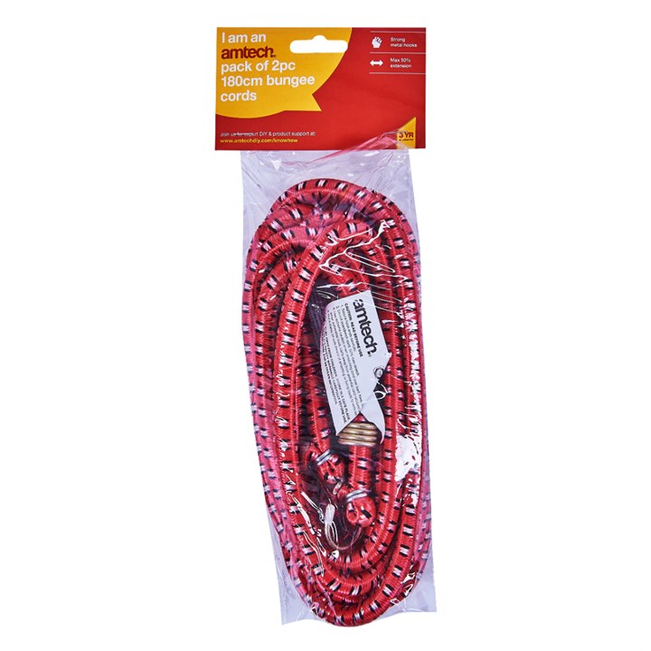 Amtech 180cm (72") Bungee Cords (2 Pack)