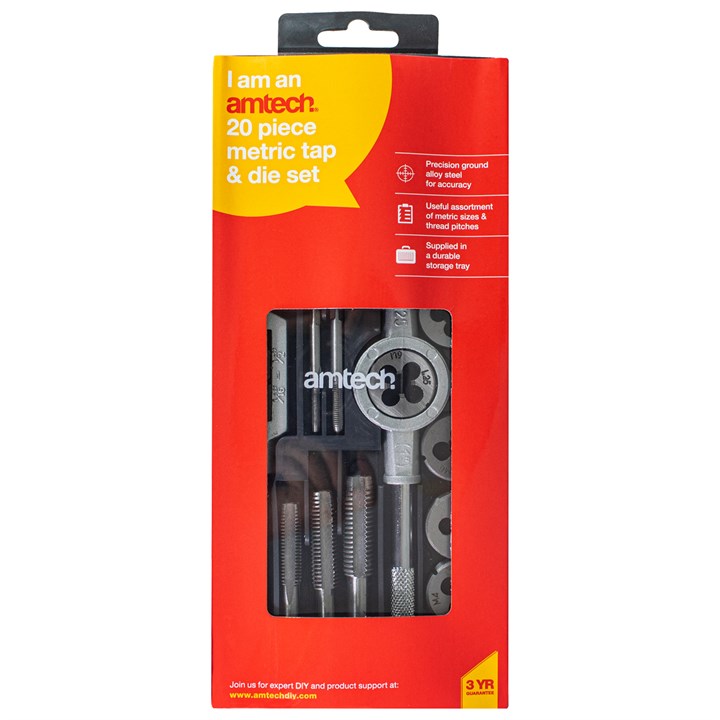 Amtech 20 Piece Metric Tap and Die Set