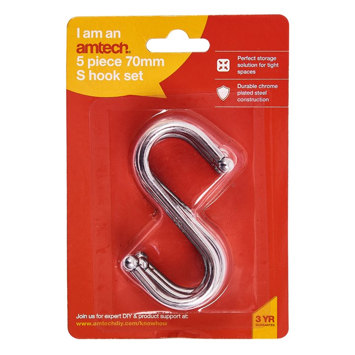 Amtech 5 Piece 70mm S-hook Set product image - image 2