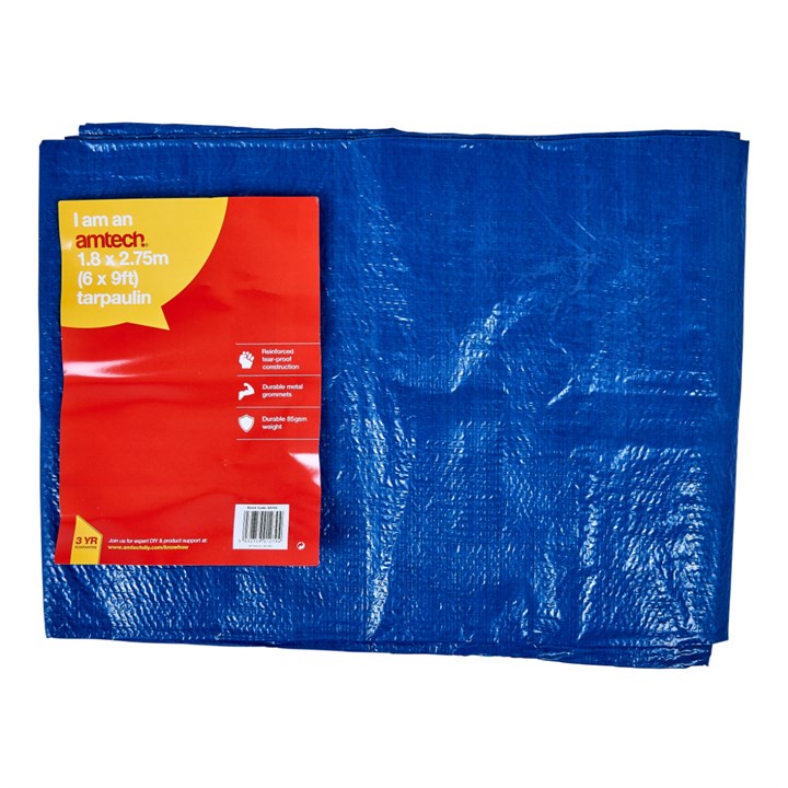 Amtech 275cm (9ft) X 180cm (6ft) Tarpaulin - Blue