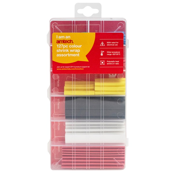 Amtech 127 Piece Heat Shrink Assortment - Mixed Colours
