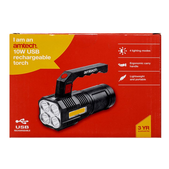 Amtech 10w Usb Rechargeable Portable Torch