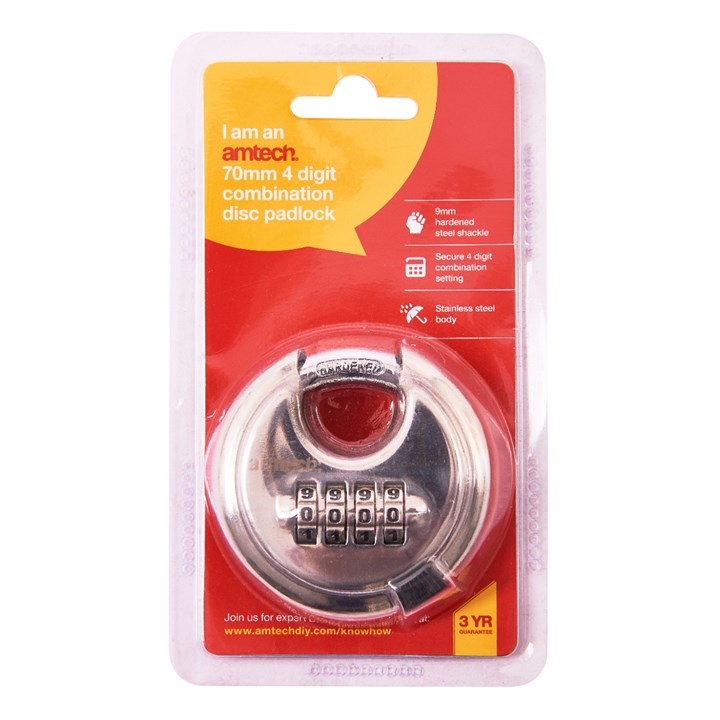 Amtech 70mm 4 Digit Stainless Steel Combination Padlock product image - image 2