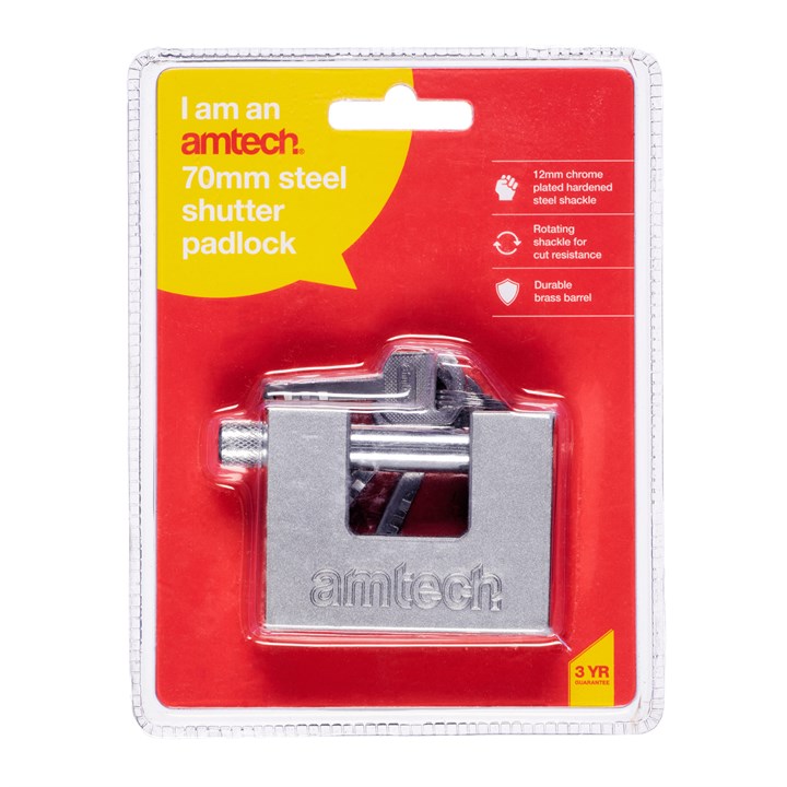 Amtech 70mm Steel Shutter Padlock product image - image 2