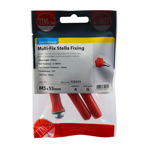 Stella Fixing Anchor TX PAN Red - M5 X 55mm