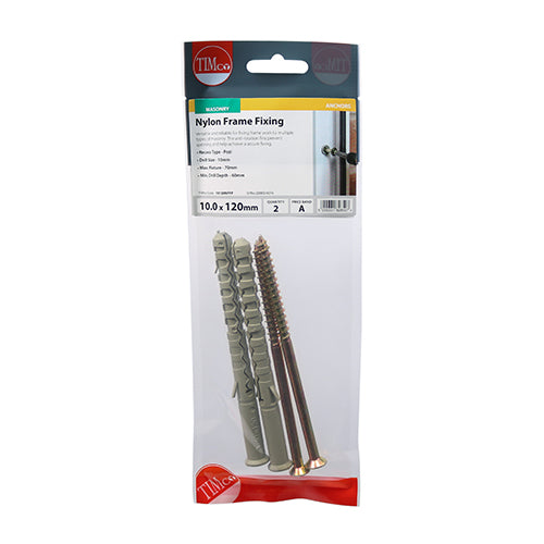 Nylon Frame Fixing - BZP 10.0 x 120 - 2 pack