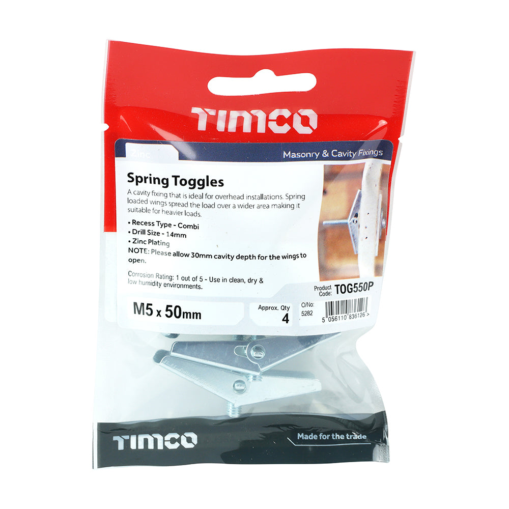 Spring Toggle - BZP - M5 x 50 - 4 pack