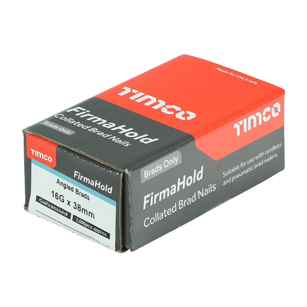 FirmaHold Collated Brad Nails - 16 Gauge - Angled - Galvanised 38mm - 2000 pack