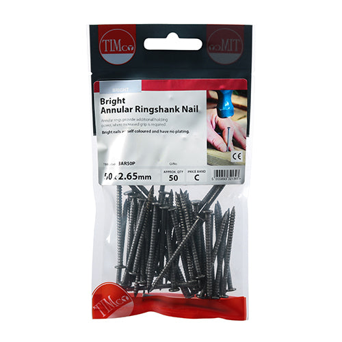 Annular Ringshank Nail -Bright - 50 x 2.65 - 50 pack