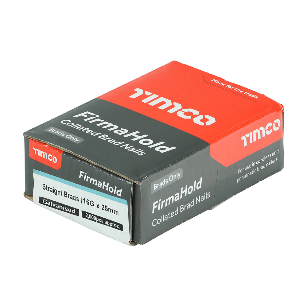 FirmaHold Collated Brad Nails - 16 Gauge - Straight - Galvanised 25 - 2000 pack