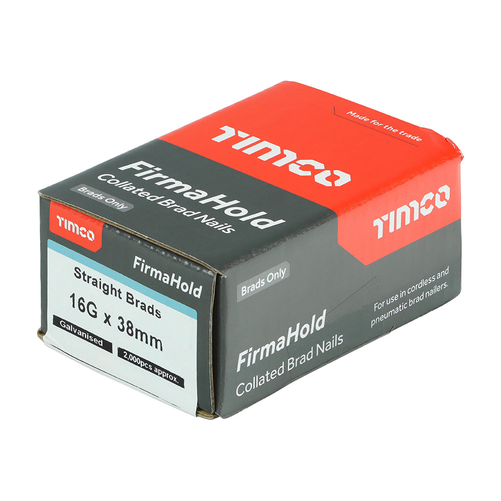 FirmaHold Collated Brad Nails - 16 Gauge - Straight - Galvanised 38mm - 2000 pack