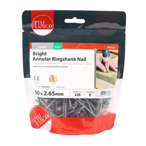 Annular Ringshank Nail -Bright - 50 x 2.65 - 0.5kg