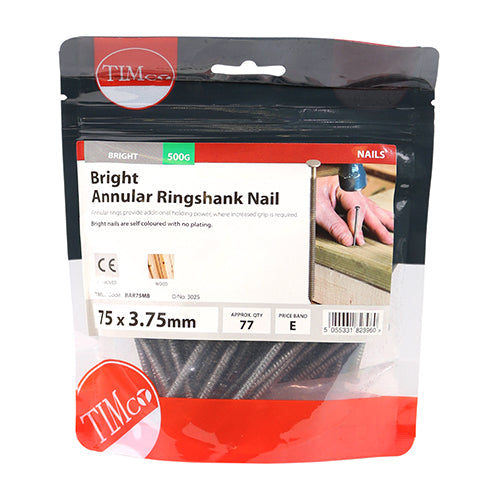 Annular Ringshank Nail -Bright - 75 x 3.75 - 0.5kg