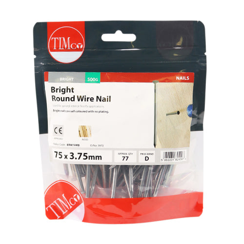 Round Wire Nail - Bright 75 x 3.75 - 0.5kg