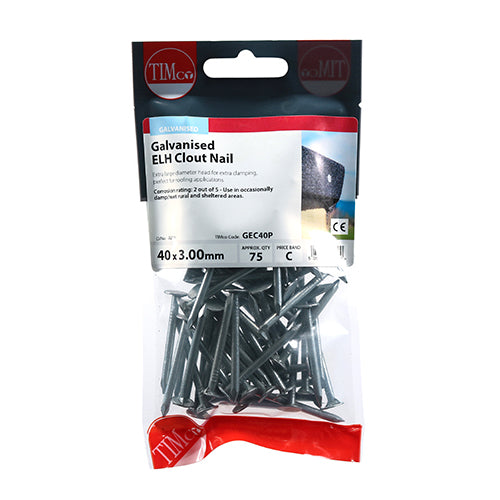 Clout Nail Extra Large Head - Galvanised - 40 x 3.00 - 75 pack