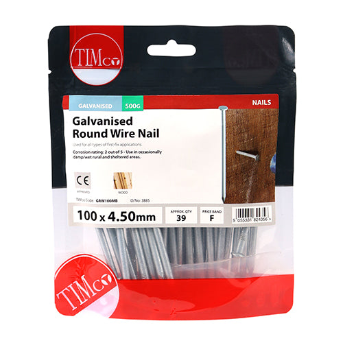 Round Wire Nail - Galvanised 100 x 4.50 - 0.5kg