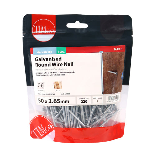 Round Wire Nail - Galvanised 50 x 2.65 - 0.5kg