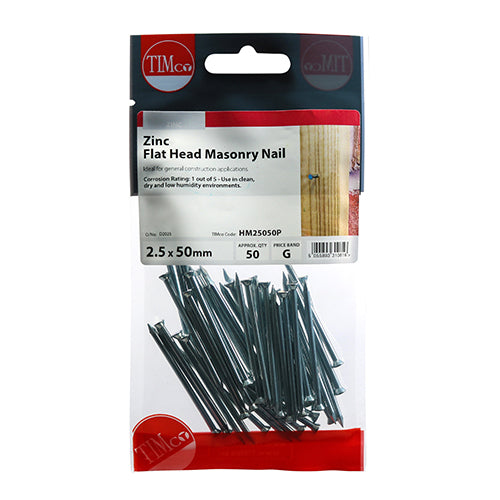 Masonry Nail 2.5 x 50 - 50 pack
