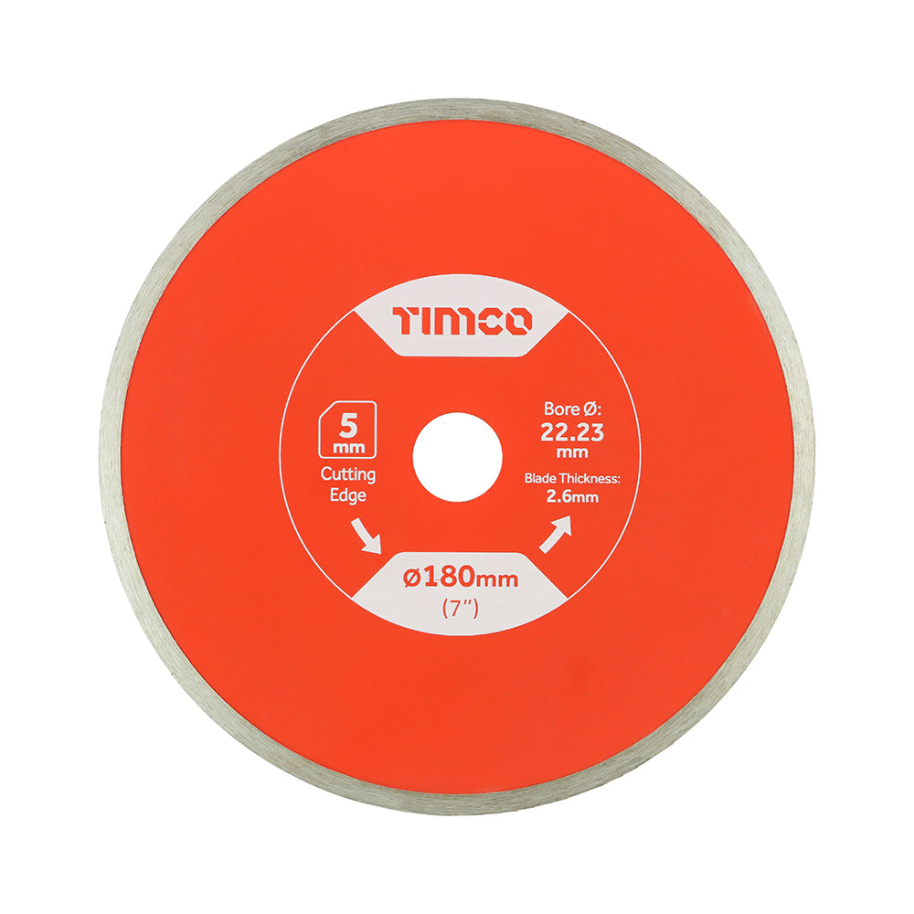 Tile & Ceramic Diamond Blade - Continuous 180 x 22.2 General Purpose
