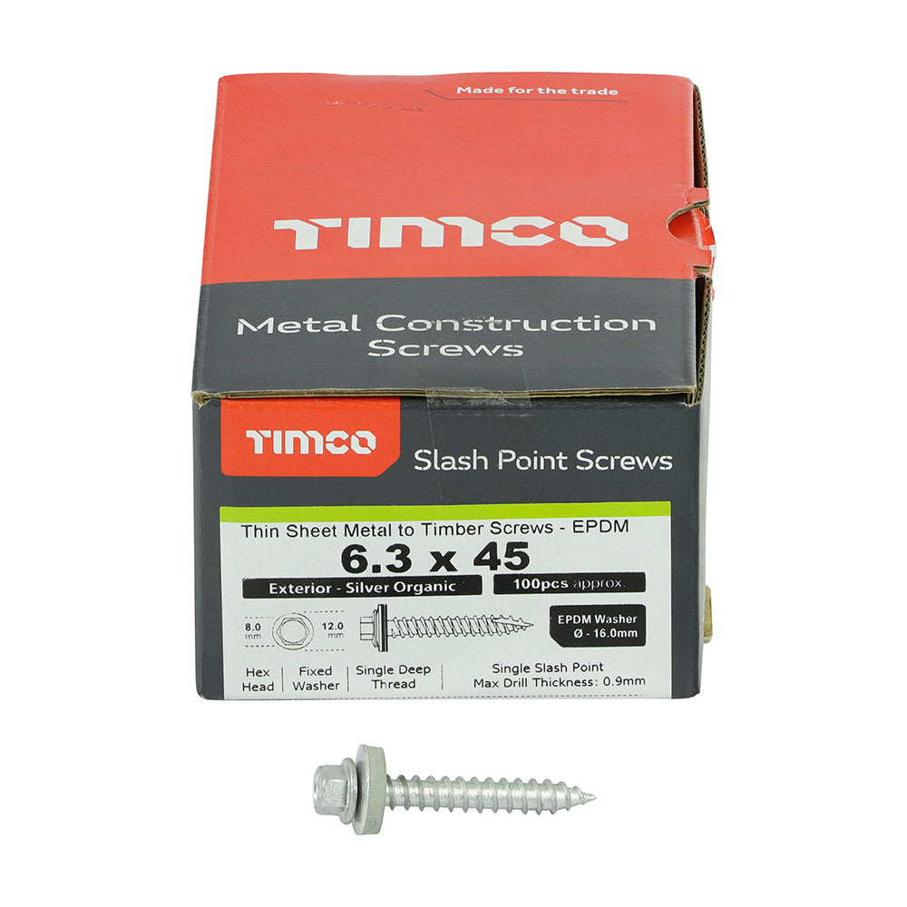 Slash Point Hex Screw W16 - Exterior - 6.3 x 45 - 100 pack