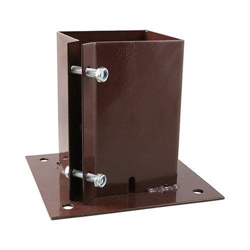 Fence Post Bolt Down Shoe - Fence Post Bolt Secure - Red 100mm