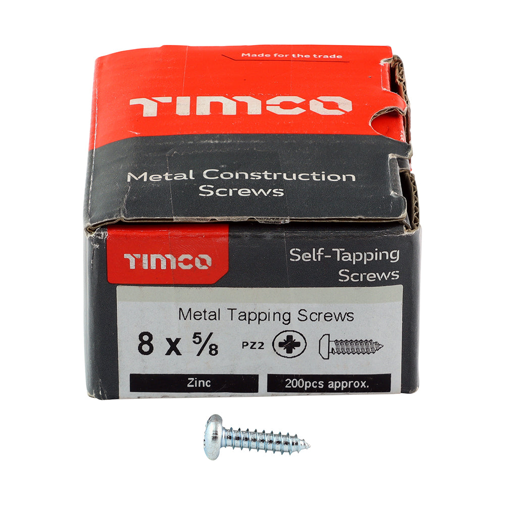 Self Tapping Screw PZ2 PAN Zinc - 8 x 5/8 - 200 pack