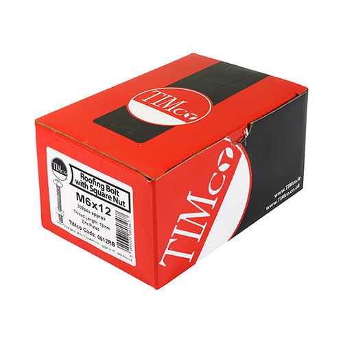 Roofing Bolts with Square Nuts - Zinc M6 x 40  Box 100