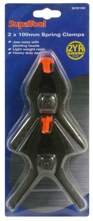 Supatool 4" (100mm)  x2 Spring Clamps  