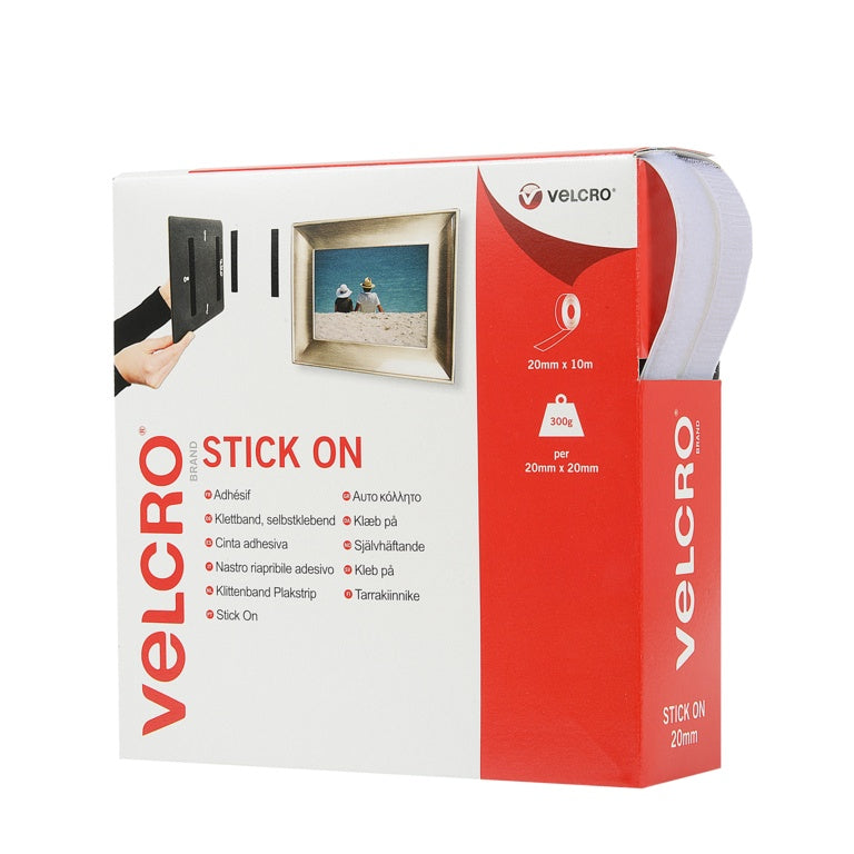 VelcroÂ® Stick On Tape 20mm X 10m White product image