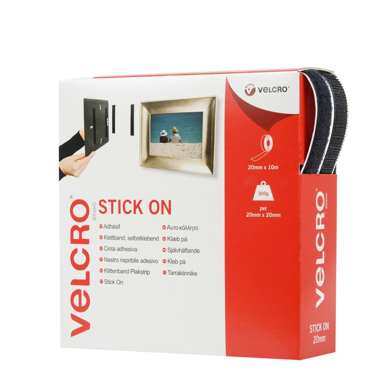 VelcroÂ® Stick On Tape 20mm X 10m Black product image